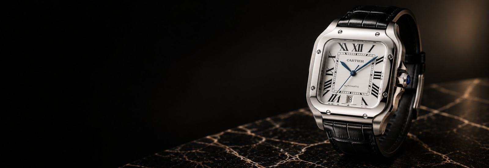 Cartier Santos on an alligator strap