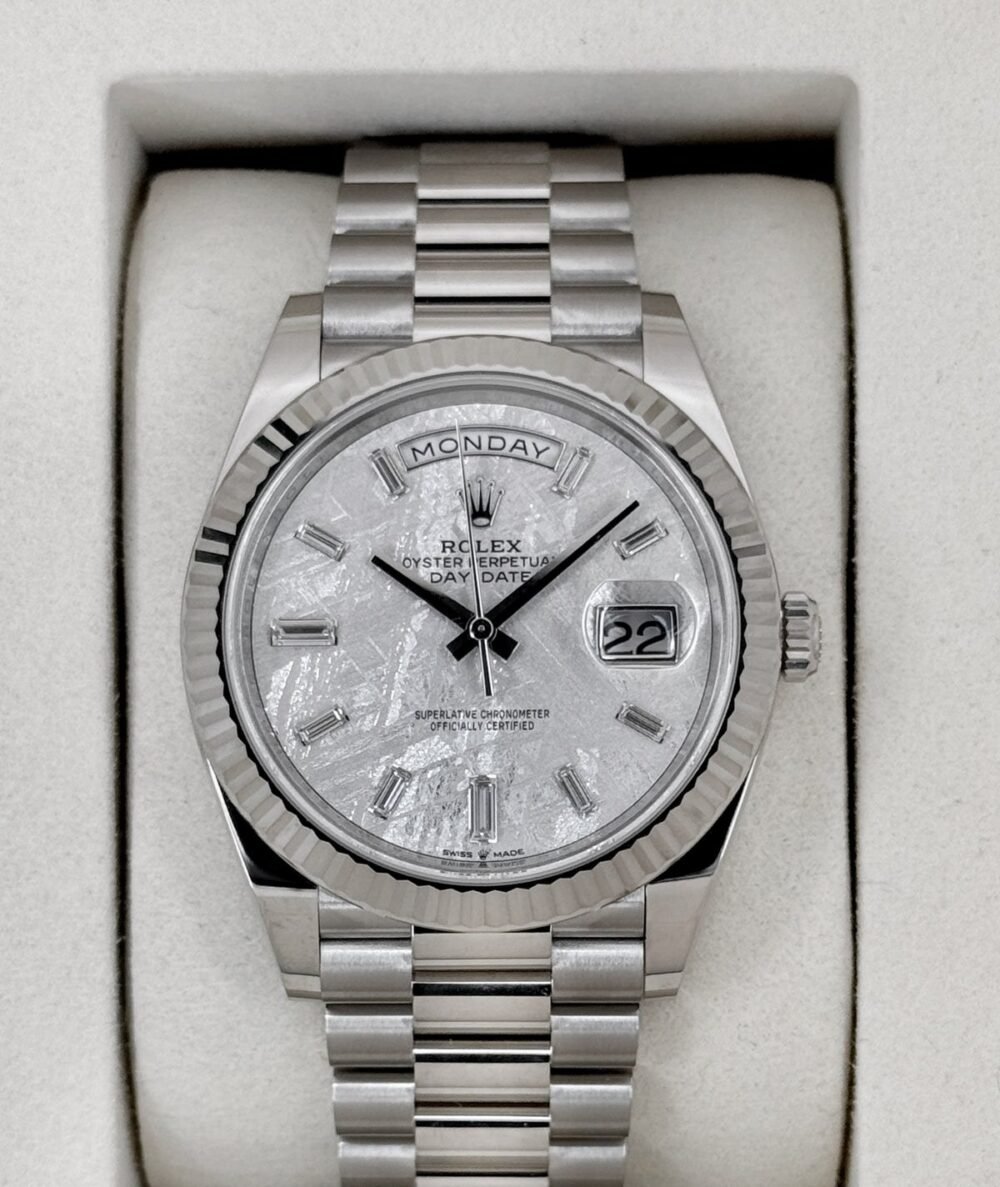 NEW 2026 Rolex Day-Date 40mm 228239 White Gold Meteorite Diamond Dial