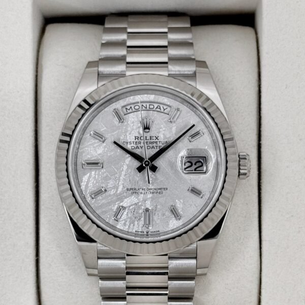 NEW 2026 Rolex Day-Date 40mm 228239 White Gold Meteorite Diamond Dial