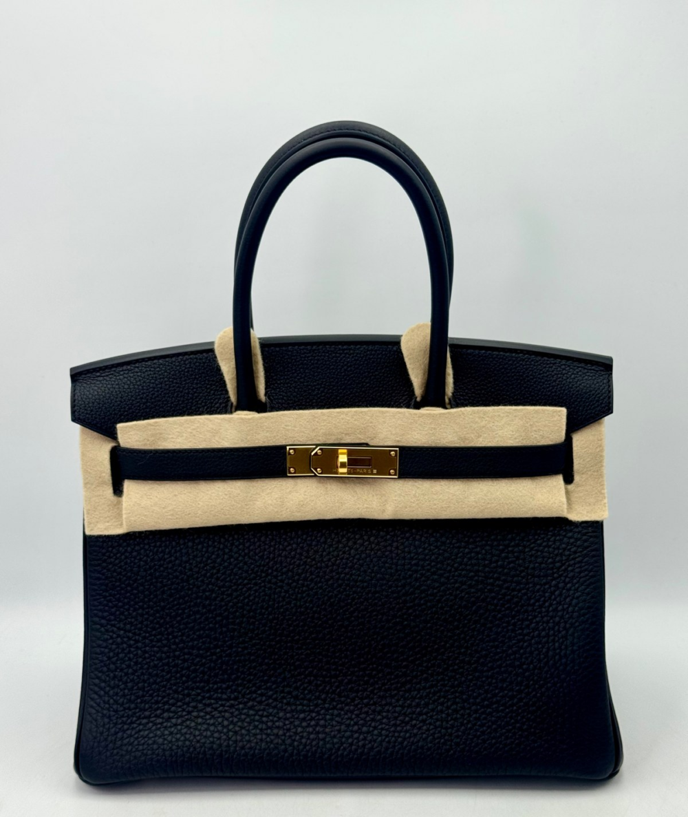 NEW Hermès Birkin 30 Handbag Togo Gold Hardware Noir (Black)
