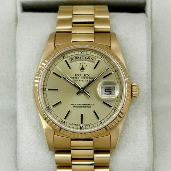 1990 Rolex Day-Date 36mm 18238 Presidential 18kt Yellow Gold Champagne Dial (CPO)