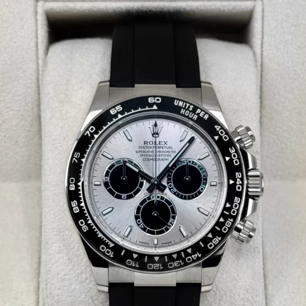 2023 Rolex Daytona 40mm 126519LN White Gold Oysterflex Silver Ghost Dial