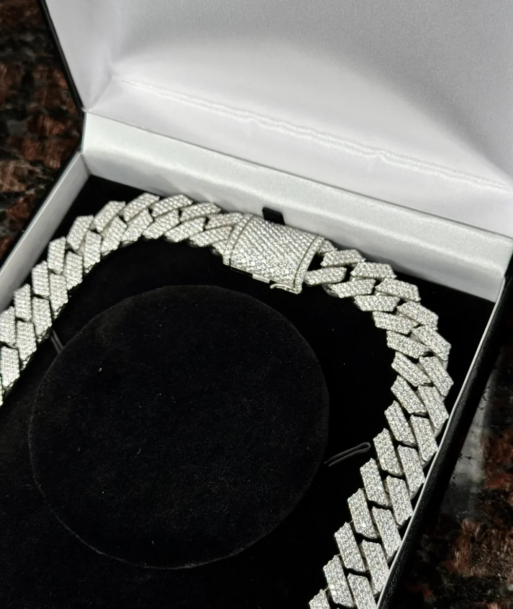 Iced Out Diamond Prong Cuban Link 14K White Gold Chain 423grams 66ct VS
