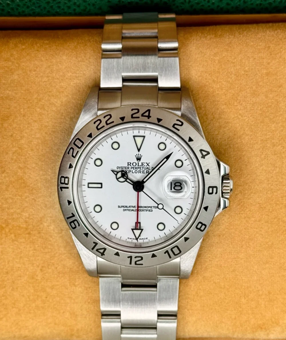 2002 Rolex Explorer II 40mm 16570 Stainless Steel Polar White Dial