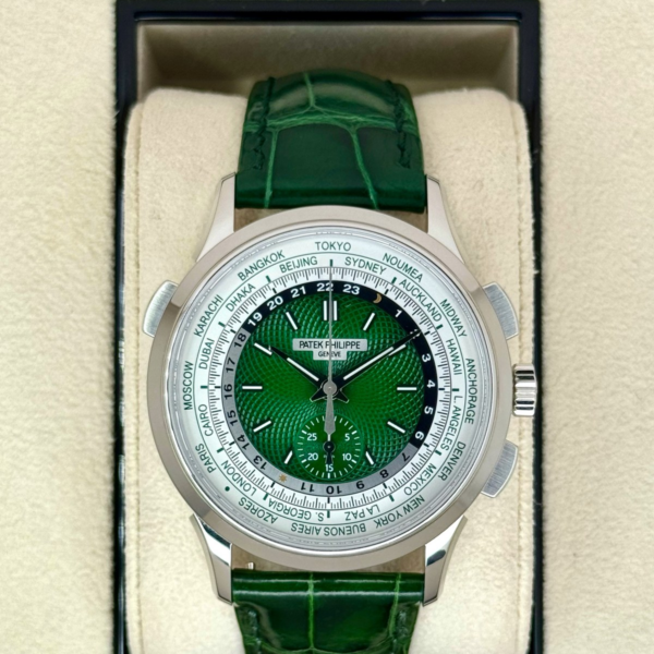 2023 Patek Philippe 5930P World Time Flyback Chronograph Platinum Green Dial