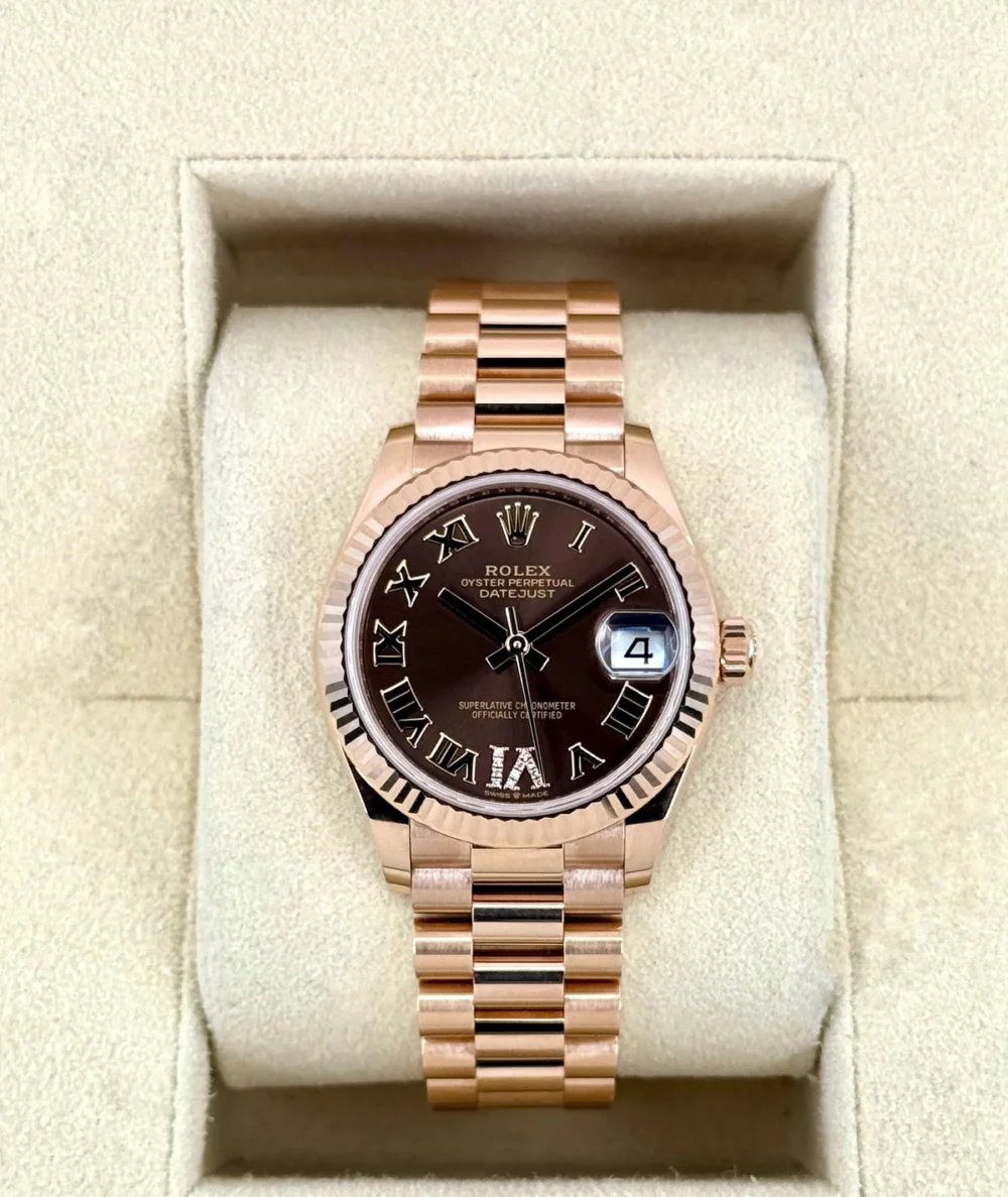 2022 Rolex Datejust 31mm 278275 Rose Gold Chocolate Diamond Dial