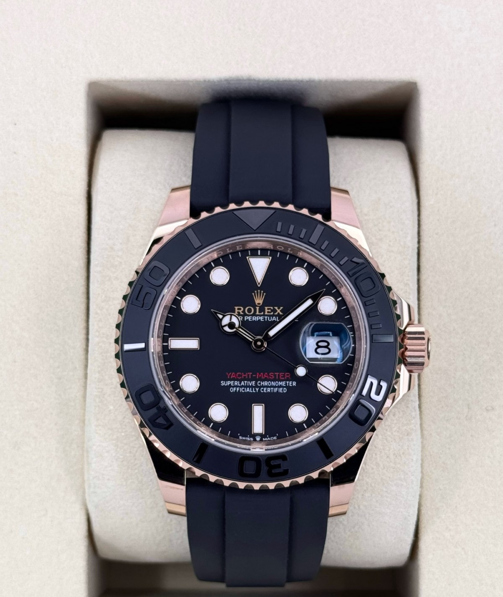 NEW 2026 Rolex Yacht-Master 40mm 126655 Rose Gold Oysterflex Black Dial