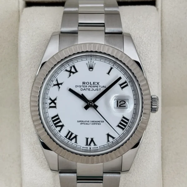 2019 Rolex Datejust 41mm 126334 Stainless Steel Oyster White Roman Numeral Dial