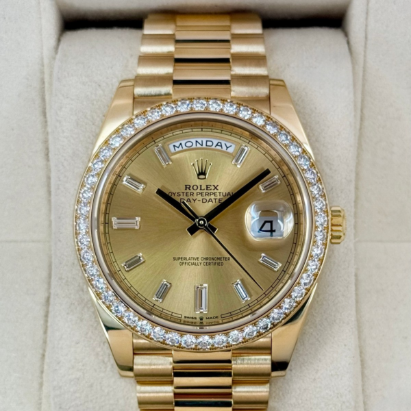 2021 Rolex Day-Date 40mm 228348RBR Presidential Champagne Diamond Dial