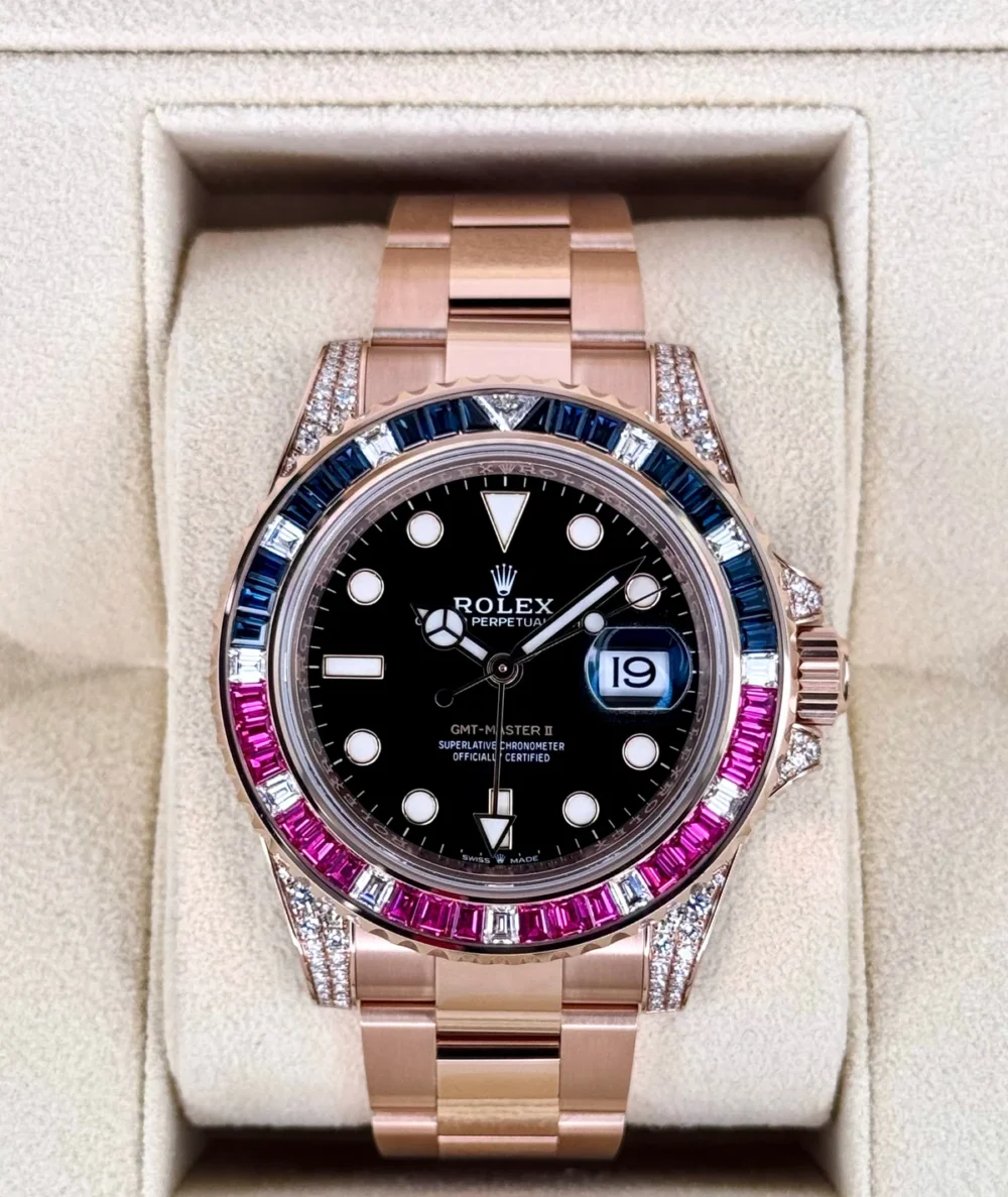 NOS 2021 Rolex GMT-Master II 40mm 126755SARU Pepsi Rose Gold Sapphire Ruby