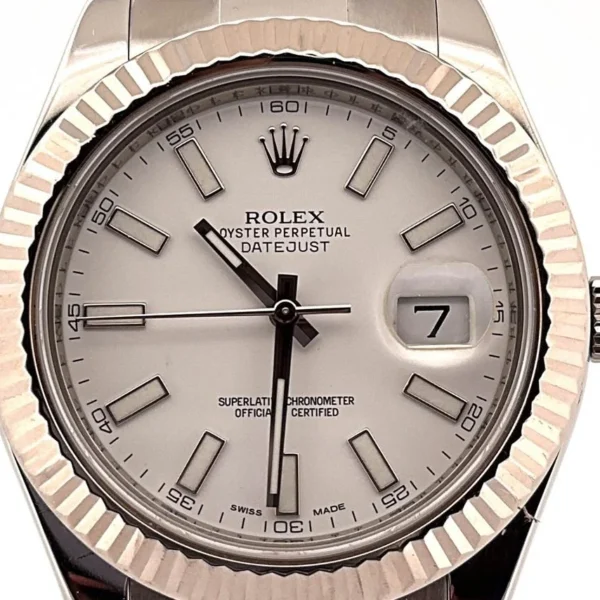 2013 Rolex Datejust II 41mm 116334 Oyster White Stick Dial