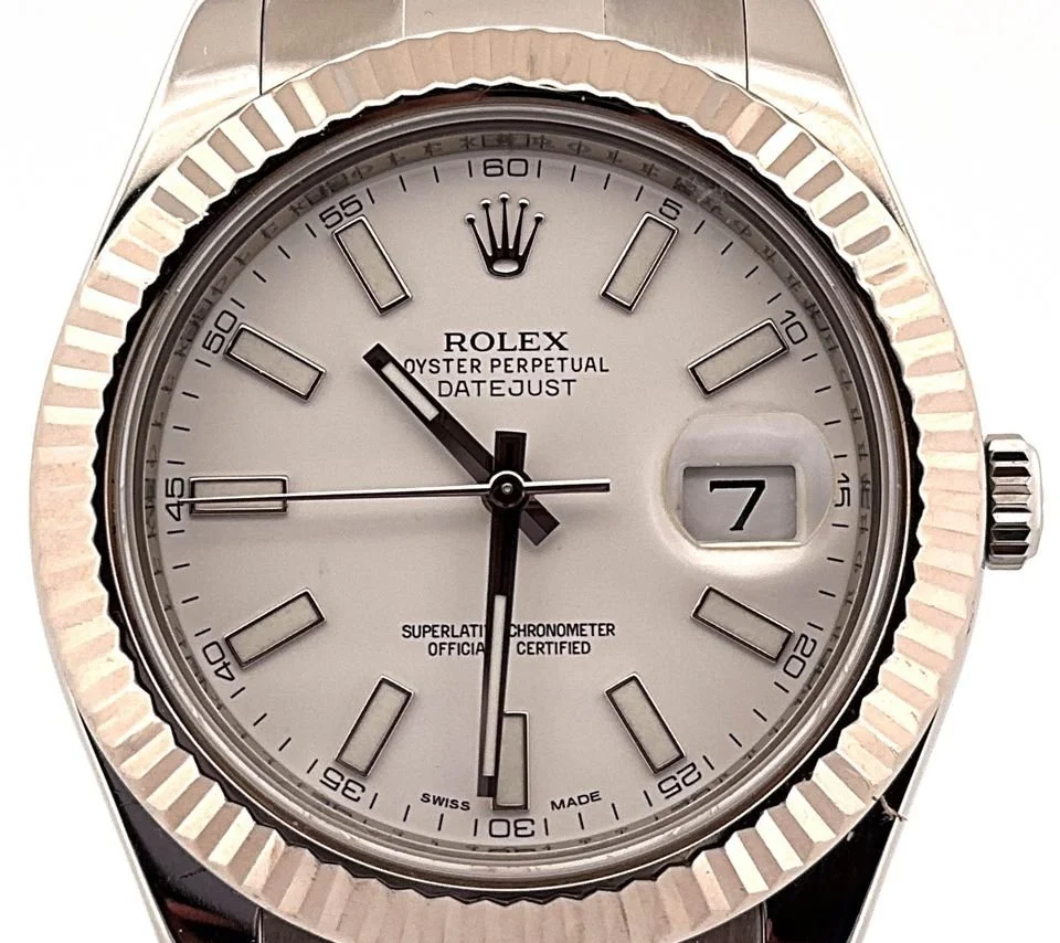 2013 Rolex Datejust II 41mm 116334 Oyster White Stick Dial