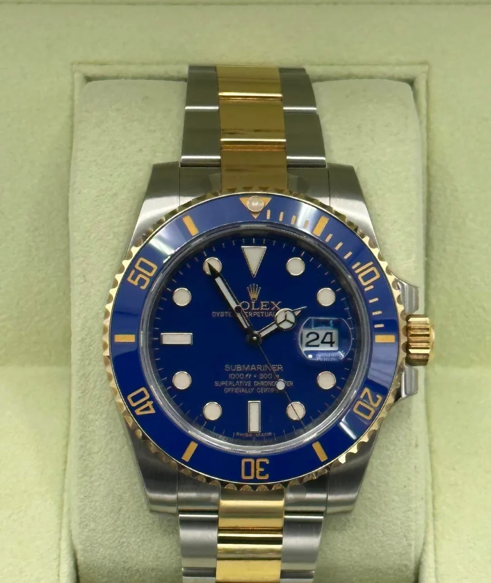 NEW OLD STOCK 2012 Rolex Submariner 40mm 116613LB RARE FLAT BLUE DIAL
