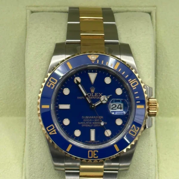 NEW OLD STOCK 2012 Rolex Submariner 40mm 116613LB RARE FLAT BLUE DIAL