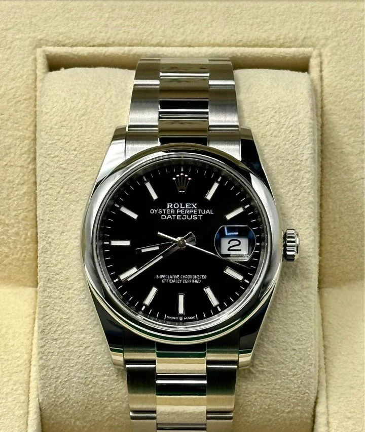 2022 Rolex Datejust 36mm 126200 Stainless Steel Oyster Black Dial