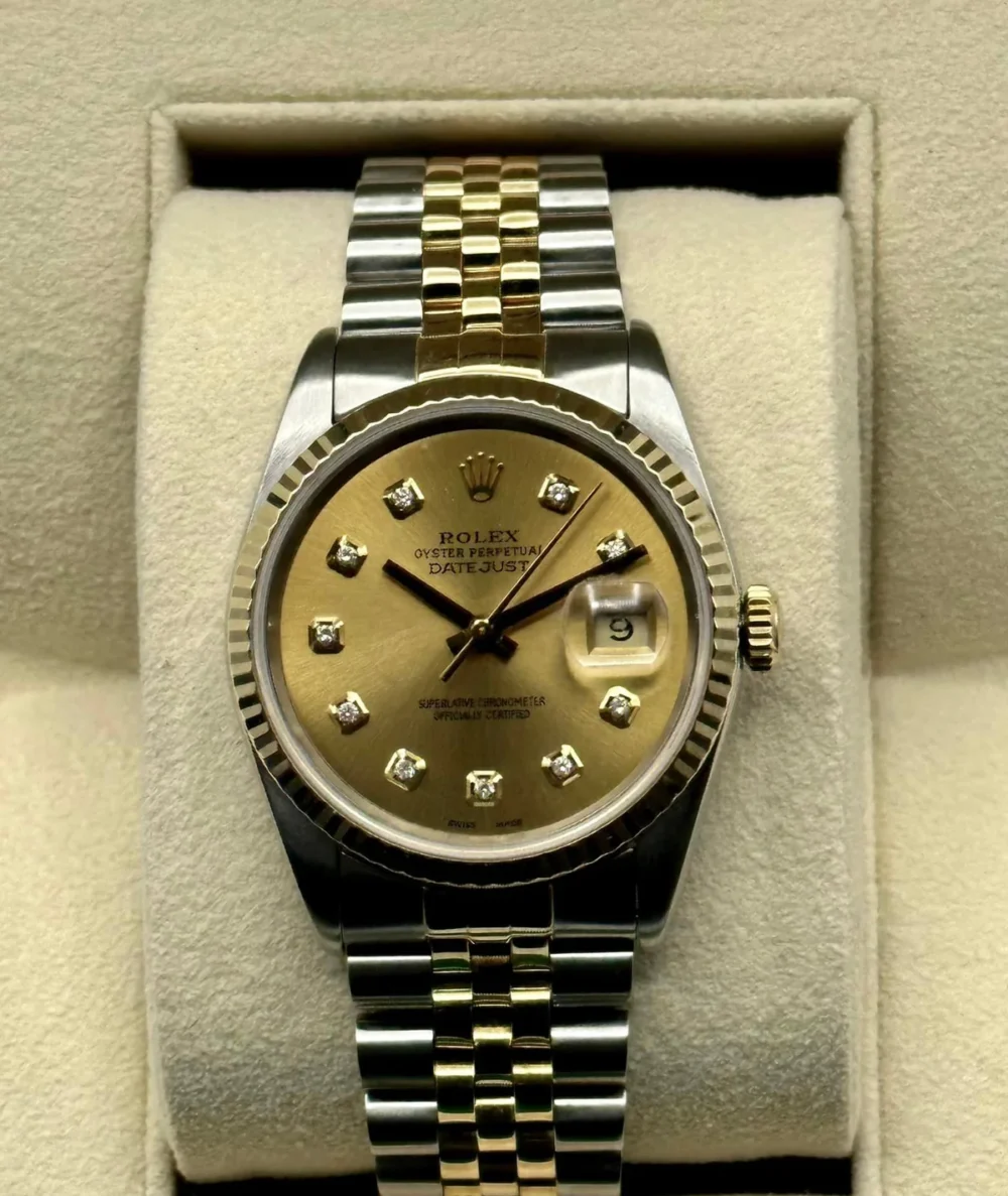 Rolex Datejust 36mm 16233 Two-Tone Jubilee Champagne Diamond Dial