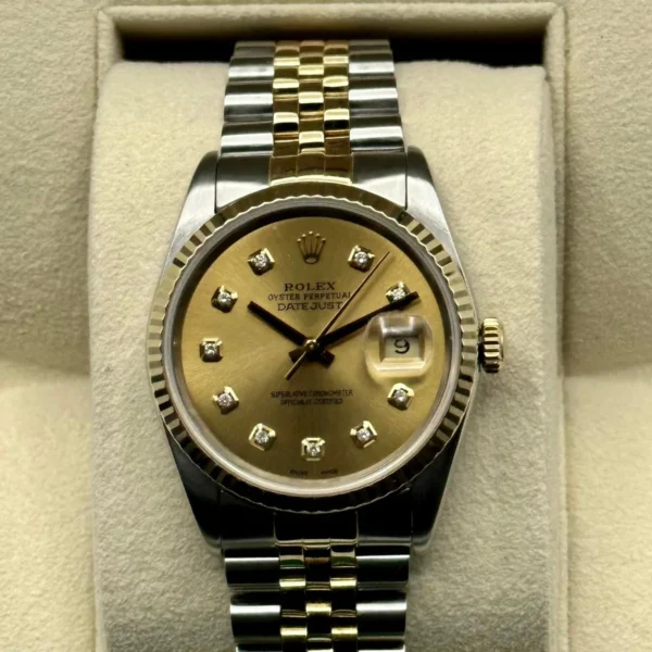 Rolex Datejust 36mm 16233 Two-Tone Jubilee Champagne Diamond Dial