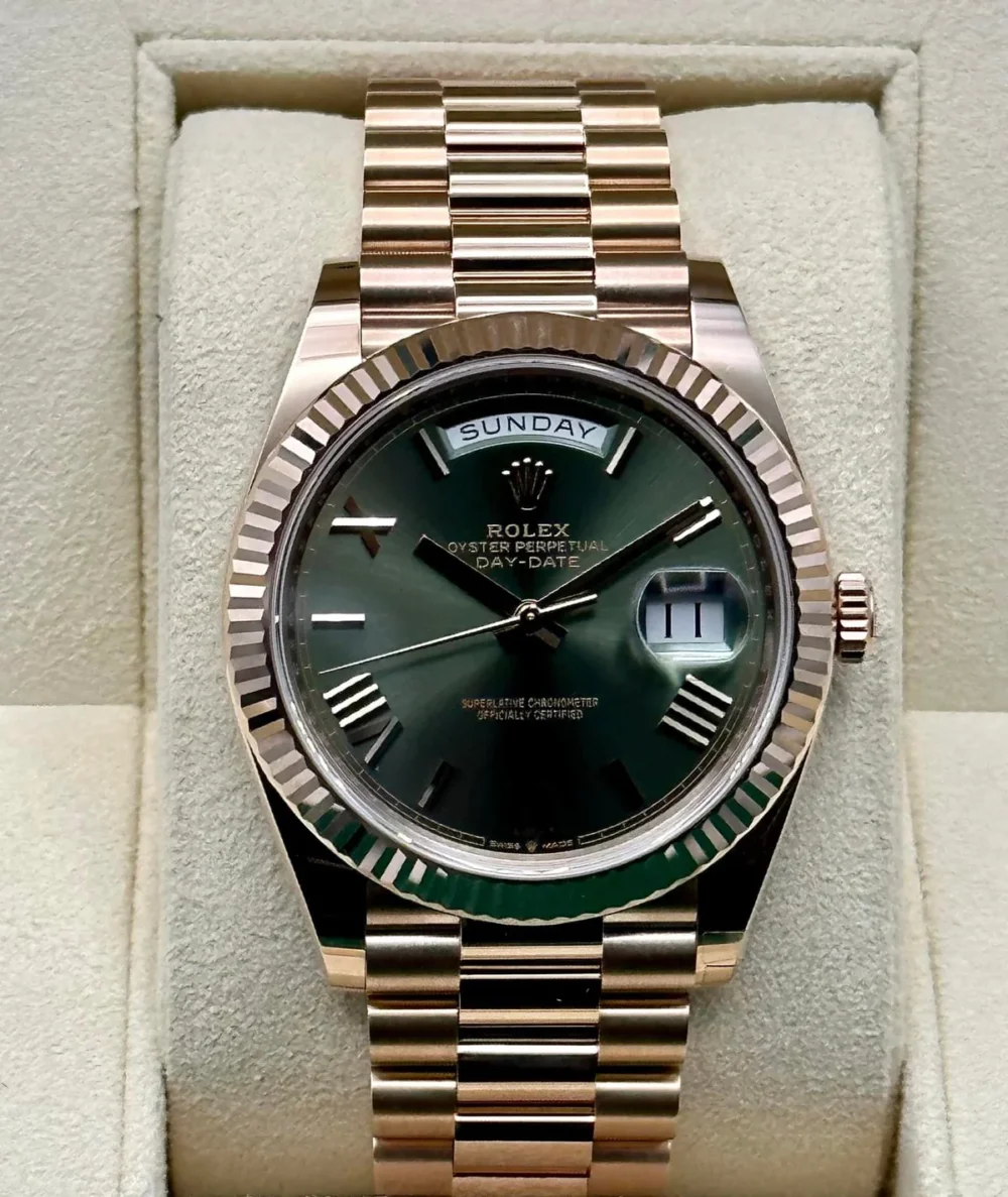 NEW 2023 Rolex Day-Date 40mm 228235 Presidential Rose Gold Green Dial
