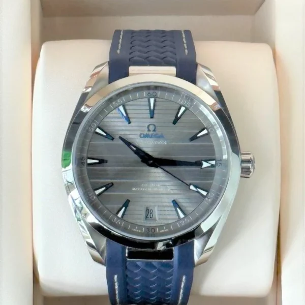 2022 Omega Seamaster Aqua Terra 41mm Blue Rubber Strap Grey Dial