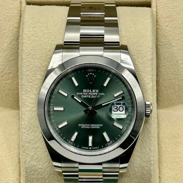New 2023 Rolex Datejust 41mm 126300 Oyster Green Dial