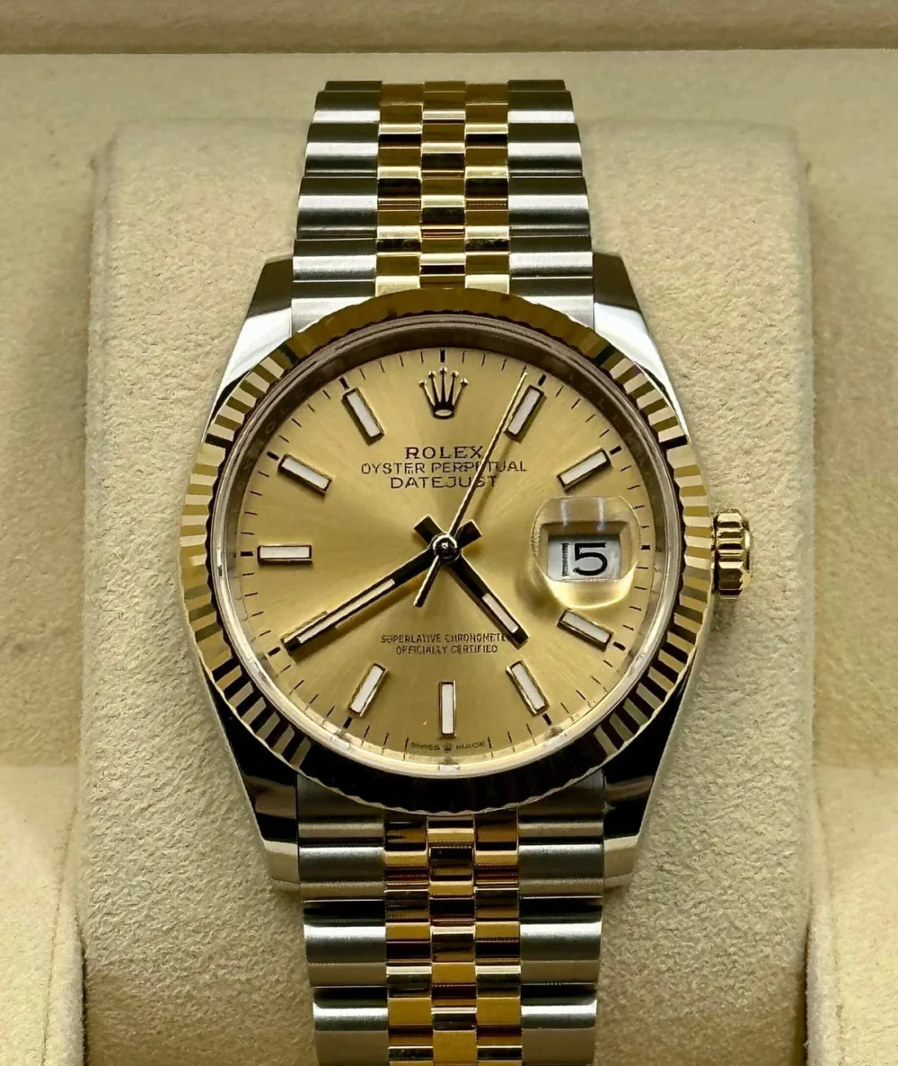 2022 Rolex Datejust 36mm 126233 Two-Tone Jubilee Champaign Stick Dial