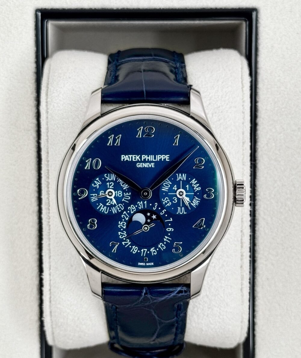 2021 Patek Philippe Perpetual Calendar 39mm 5327G White Gold Blue Dial