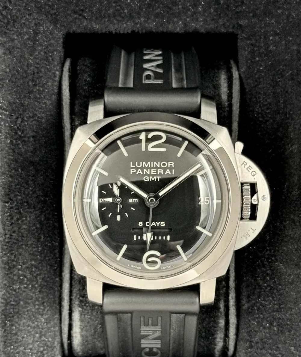 2011 Panerai Luminor 1950 8 Days GMT 44mm PAM00233 Black Dial