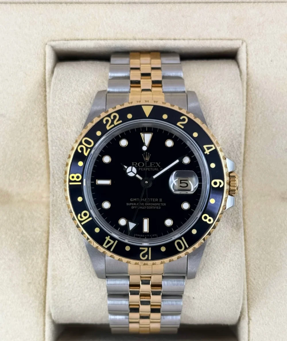 1988 Rolex GMT-Master II 40mm 16713 Two-Tone Jubilee Black Dial