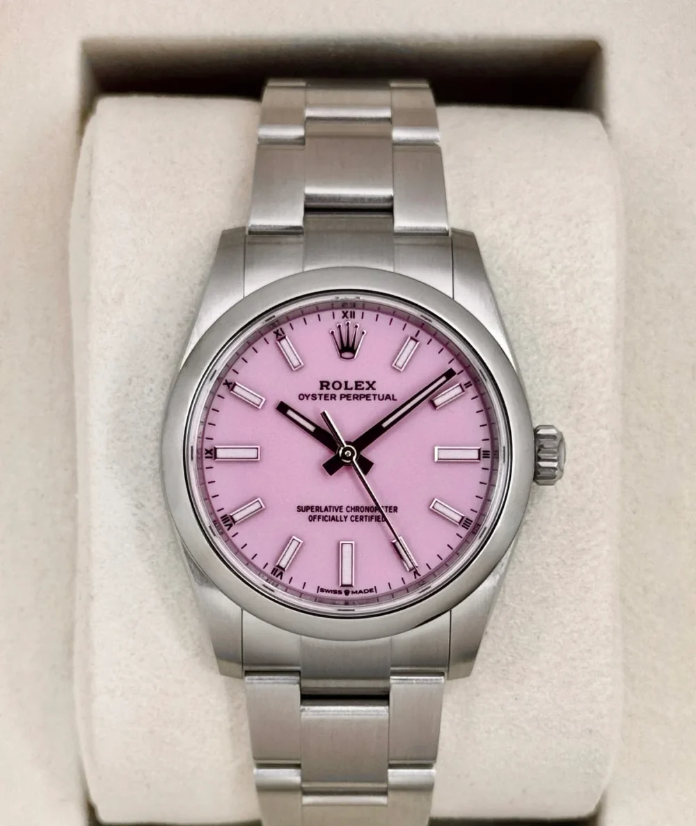 NEW 2025 Rolex Oyster Perpetual 34mm 124200 Stainless Steel Candy Pink Dial