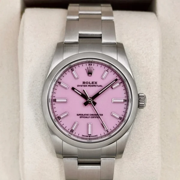NEW 2025 Rolex Oyster Perpetual 34mm 124200 Stainless Steel Candy Pink Dial