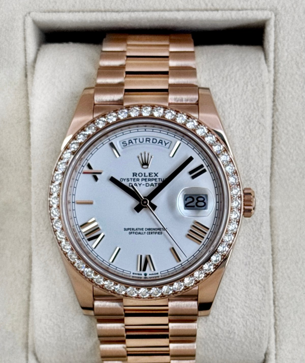 2022 Rolex Day-Date 40mm 228345RBR Rose Gold White Dial (CPO)