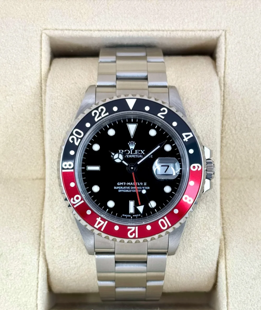 2001 Rolex GMT Master II "Coke" 40mm 16710 Stainless Steel Oyster Black Dial