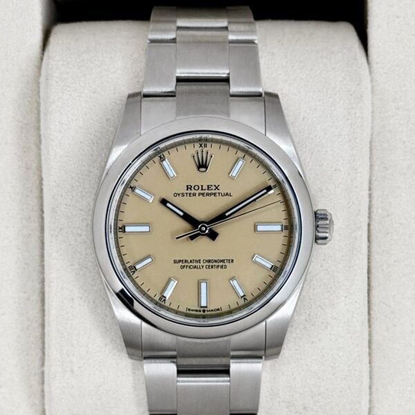 NEW 2026 Rolex Oyster Perpetual 34mm 124200 Stainless Steel Beige Dial