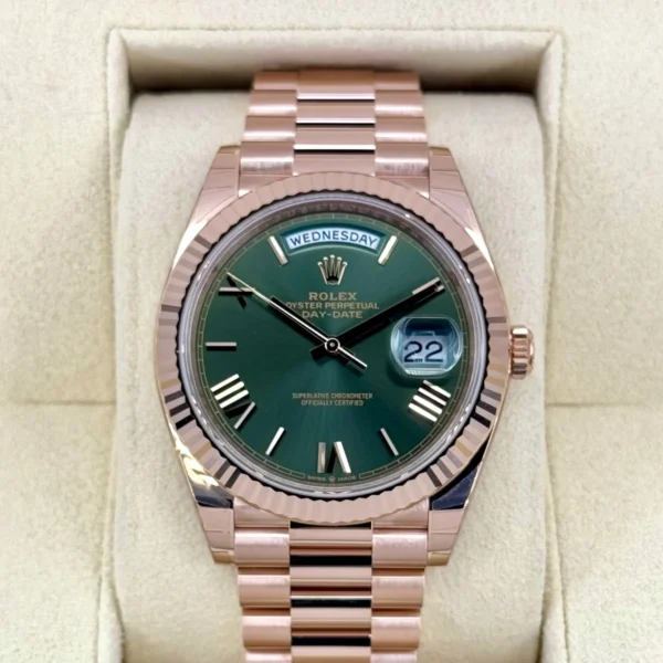 NEW 2025 Rolex Day-Date 40mm 228235 Presidential Rose Gold Olive Dial