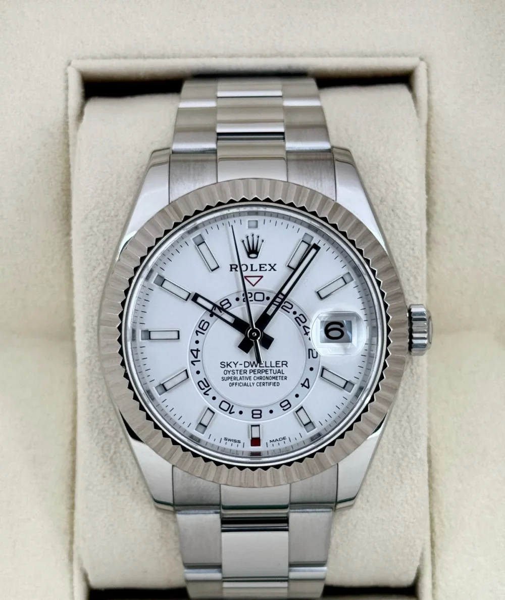 2018 Rolex Sky-Dweller 42mm 326934 Stainless Steel Oyster White Dial