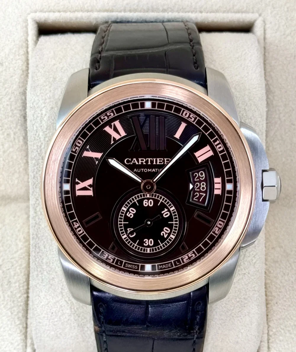 2012 Cartier Calibre De Cartier 42mm W7100051 Two-Tone Brown Dial