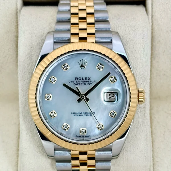 2020 Rolex Datejust 41mm 126333 Two-Tone Jubilee Mother of Pearl Diamond Dial
