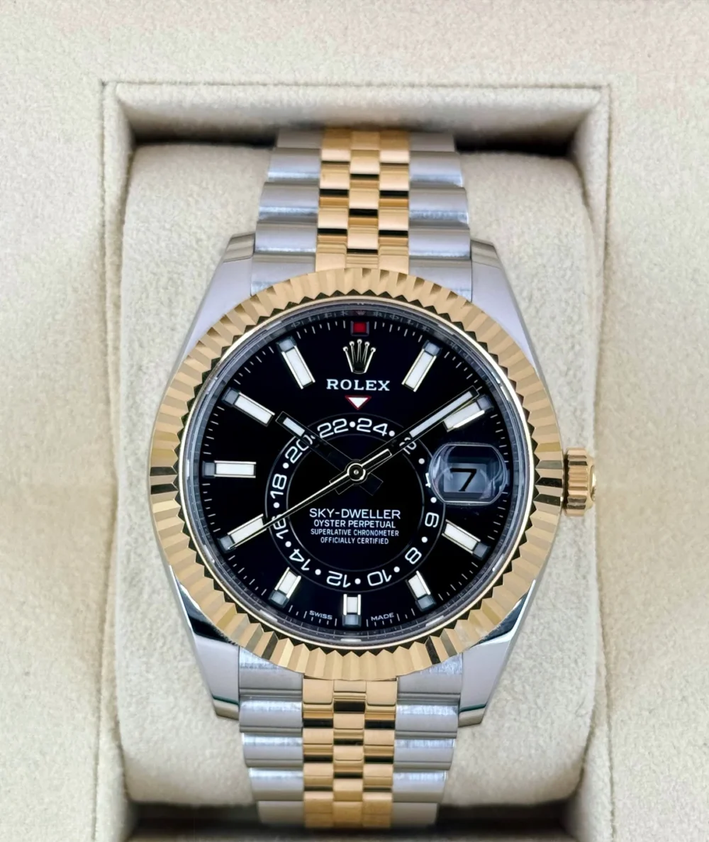 2023 Rolex Sky-Dweller 42mm 326933 Two-Tone Jubilee Black Dial