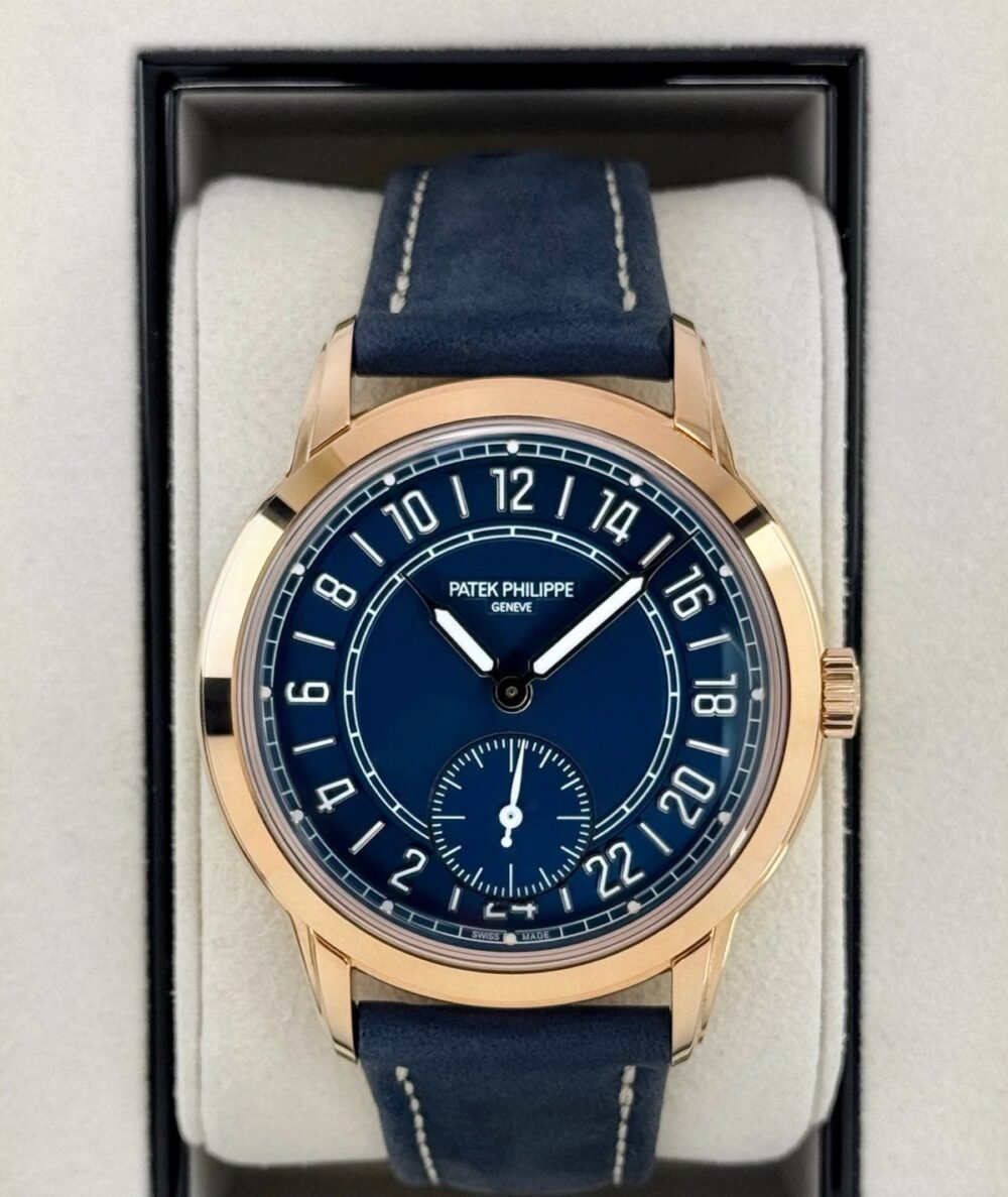 NEW 2026 Patek Philippe 42mm 5224R Calatrava Travel Time Rose Gold Blue Dial