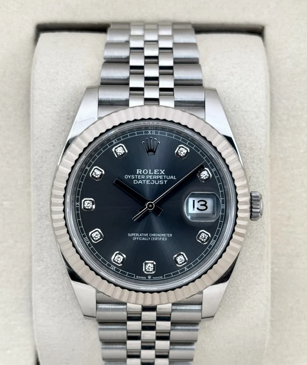 2025 Rolex Datejust 41mm 126334 Stainless Steel Jubilee Rhodium Diamond Dial