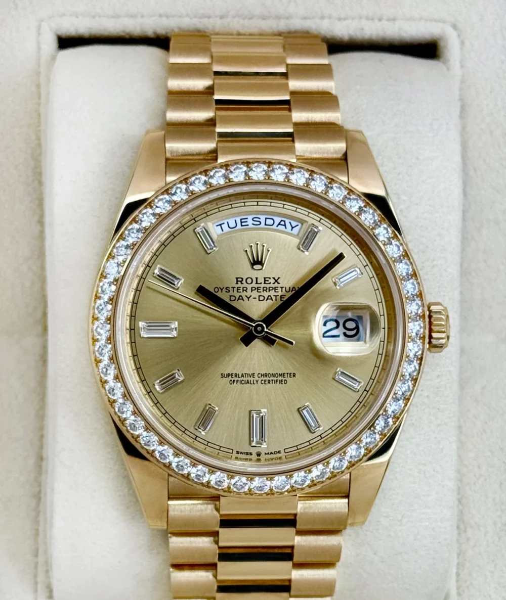 2020 Rolex Day-Date 40mm 228348RBR Presidential Champagne Baguette Dial