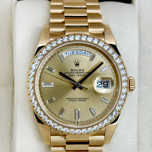 2020 Rolex Day-Date 40mm 228348RBR Presidential Champagne Baguette Dial