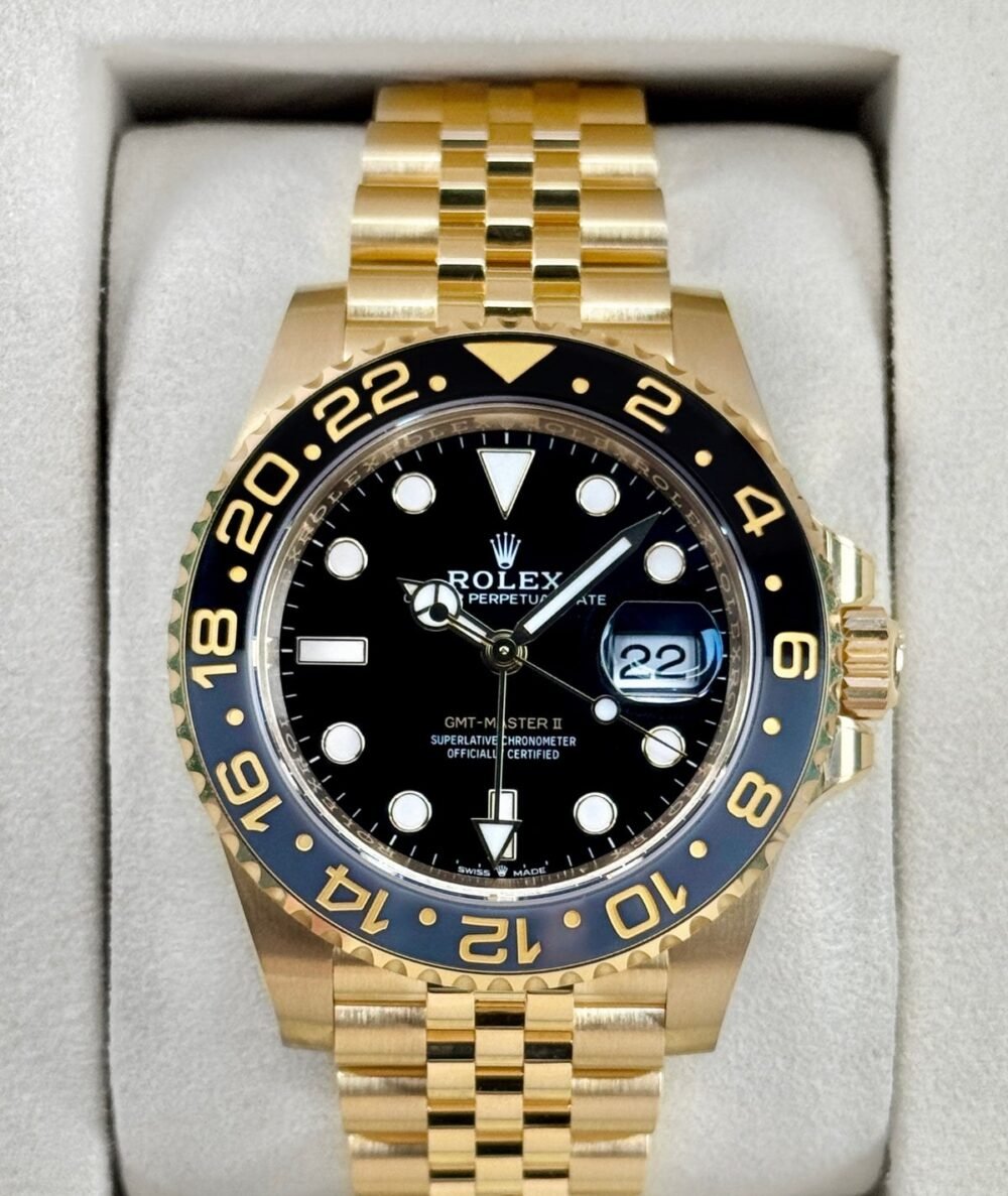NEW 2025 Rolex GMT-Master II 40mm 126718GRNR Yellow Gold Jubilee Black Dial