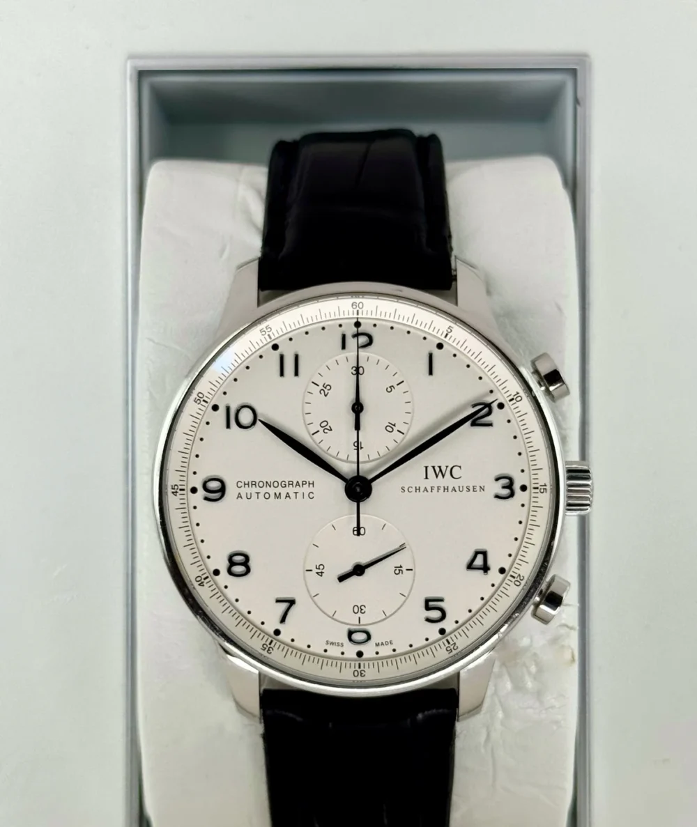 2010 IWC Portuguese Chronograph 41mm IW371417 Stainless Steel White Dial