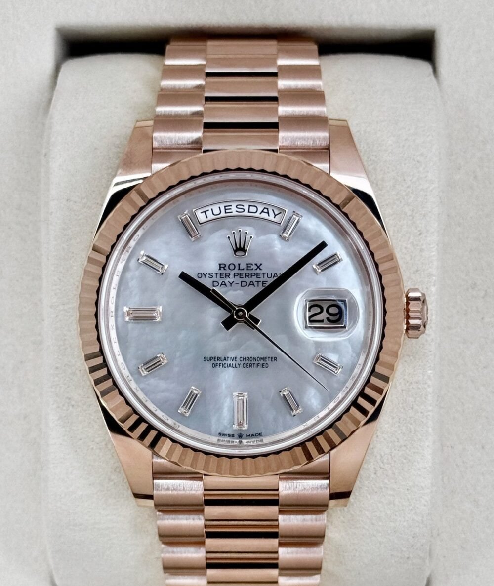 NEW 2026 Rolex Day-Date 40mm 228235 Rose Gold Mother of Pearl Diamond Dial