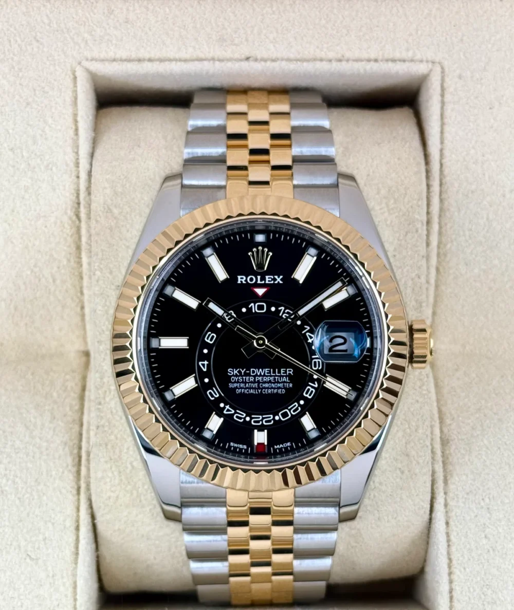 2022 Rolex Sky-Dweller 42mm 326933 Two-Tone Jubilee Black Dial