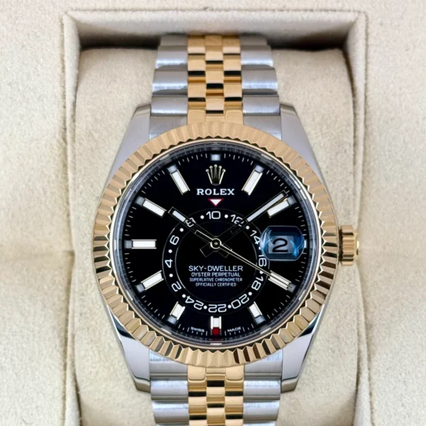 2022 Rolex Sky-Dweller 42mm 326933 Two-Tone Jubilee Black Dial