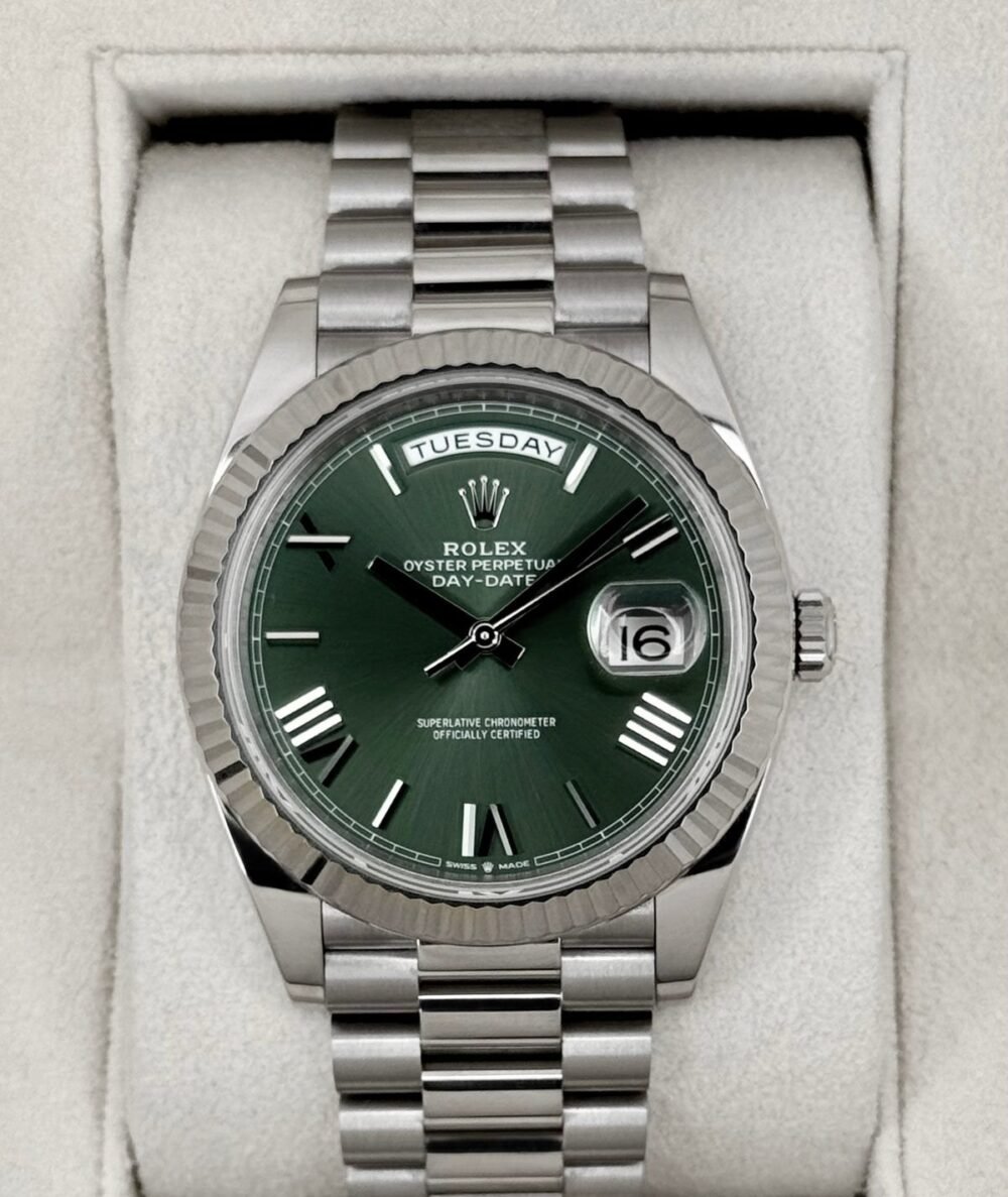 2023 Rolex Day-Date 40mm 228239 White Gold Olive Dial