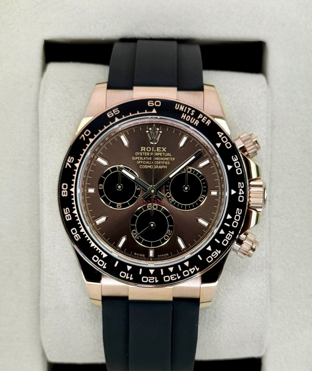 NEW 2026 Rolex Daytona 40mm 126515LN Rose Gold Oysterflex Chocolate Dial