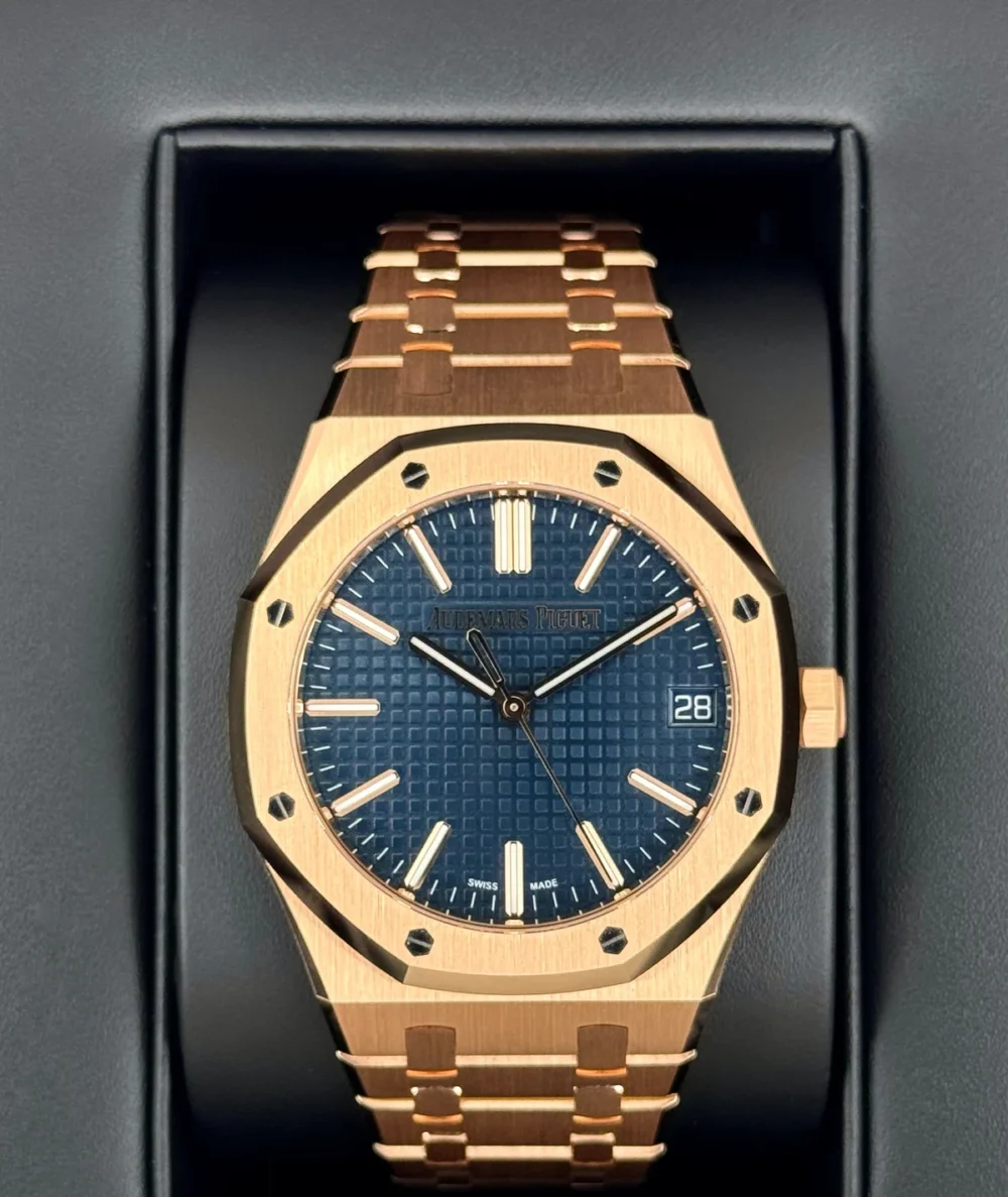 NEW 2025 Audemars Piguet Royal Oak 41mm 15510OR Rose Gold Blue Dial